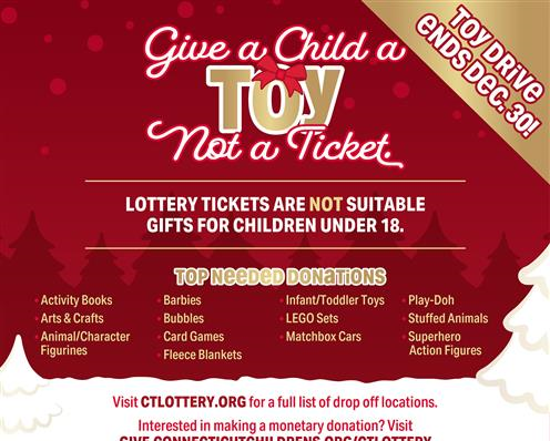 2022 Give a Child a Toy graphic with top-needed toys listed